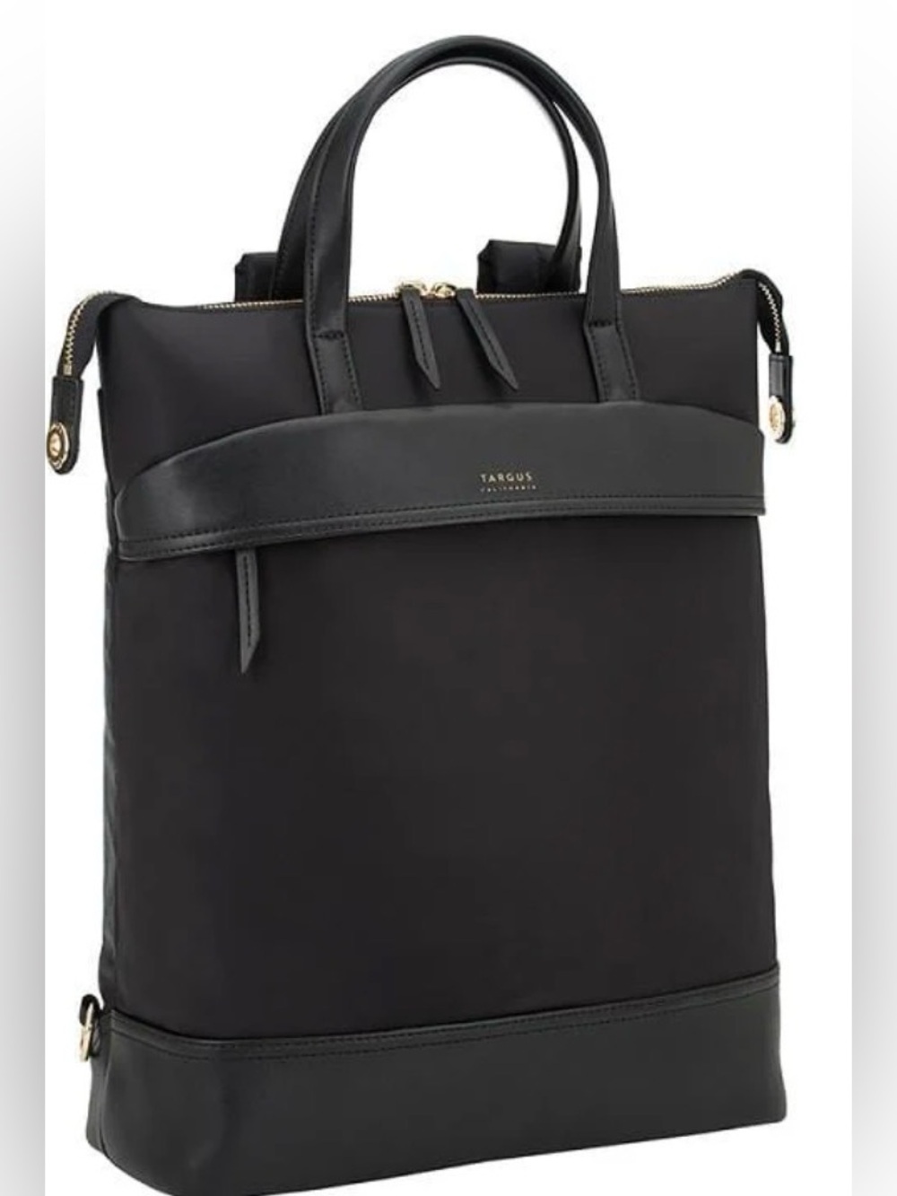 Targus Black Convertible Structured Newport 15”Backpack Tote with Gold Hardware